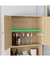 Over-the-Toilet Storage with Rattan Doors, Adjustable Shelves