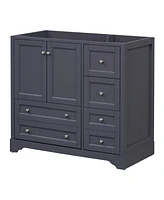 36" Solid Wood Freestanding Bathroom Vanity with 4 Drawers and Shelf