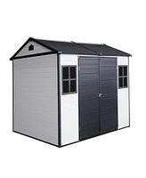 8x6 Resin Outdoor Storage Shed with Lockable Door and Windows