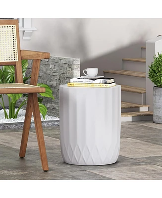 Lightweight Concrete Modern End Table with Scalloped Edge for Outdoor and Indoor Decor