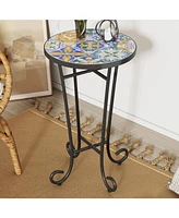 Patio Side Table,Colorful+Black