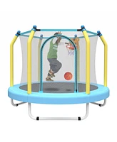 55-inch Trampoline for Kids Indoor & Outdoor Small Toddler Trampoline with Basketball Hoop