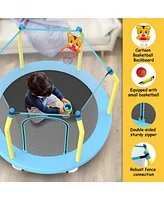 55-inch Trampoline for Kids Indoor & Outdoor Small Toddler Trampoline with Basketball Hoop