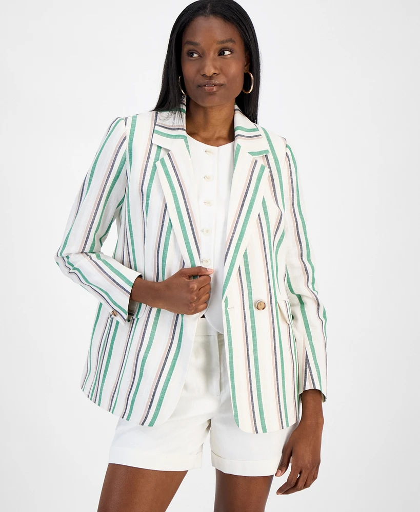 Bar Iii Women's Striped One-Button Blazer, Exclusively at Macy's