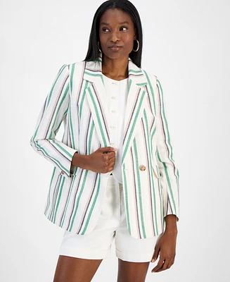Bar Iii Women's Striped One-Button Blazer, Exclusively at Macy's