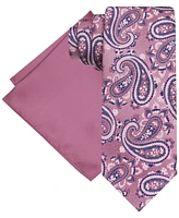 Steve Harvey Men's Paisley Tie & Solid Pocket Square Set