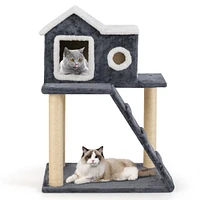 Tower Condo Cat Tree with Scratching Posts & Ladder Multi-Level Playhouse for Cats