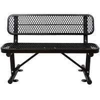 4 ft. Outdoor Steel Bench with Backrest Black