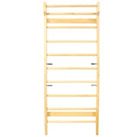Wooden Swedish Ladder, Stall Bars Set for Physical Therapy & Gymnastics (with Adjustable Pull-up Bar)