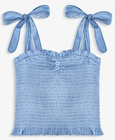 With Jules Big Girl Tie Shoulder Smocked Top