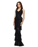 Betsy & Adam Women's Ruffle Tiered Lace Gown
