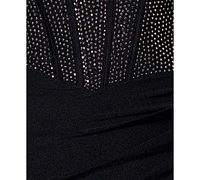 Betsy & Adam Women's Studded Square-Neck Sleeveless Gown