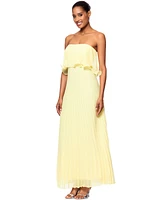 Betsy & Adam Women's Pleated Strapless Gown