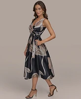 Donna Karan New York Women's Floral Print Sleeveless A-Line Dress