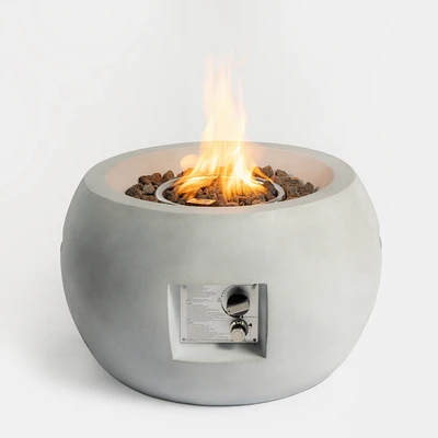 24" Graphite Outdoor Propane Fire Pit Table with Cover and Lava Rocks