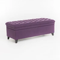 Juliana Fabric Storage Ottoman with Birch Legs in Purple (50x20.5x18.3in)