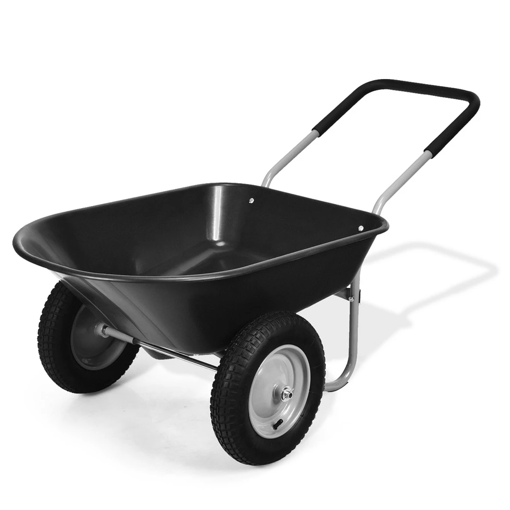 2-Tire Wheelbarrow Garden Cart Heavy-Duty Utility Dolly for Landscaping & Yard Work
