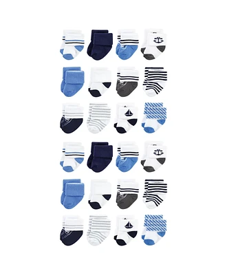 Hudson Baby Cotton Rich Terry Socks 24-Pack, Nautical, 0-6 Months