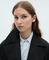 Mango Women's Long Oversized Double-Breasted Trench Coat