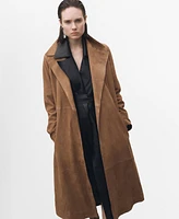 Mango Women's Belted Suede Trench Coat