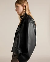 Mango Women's Leather Effect Crop Jacket