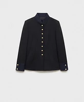 Mango Women's Mandarin Collar And Jewel Buttons Jacket