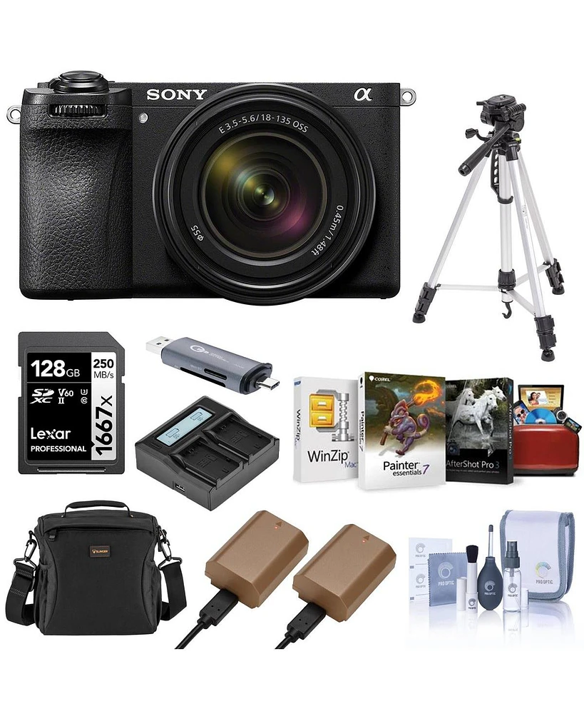 Sony Sony Alpha a6700 Camera with E 18-135mm f/3.5-5.6 Oss Lens Bundle with Shoulder Bag, 128GB Sd Card, Card Reader, Corel Mac & Pc Software Kit, 2x