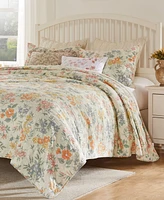 Greenland Home Fashions Chloe Modern Floral 3-Pc. Quilt Set, Full/Queen