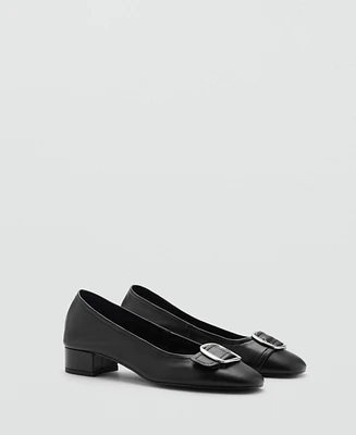 Mango Women's Buckle Leather Shoes