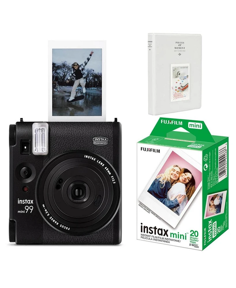 Fujifilm Instax Mini 99 Instant Film Camera, Matte Black, Bundle with Instant Daylight Film Pack, 20 Exposures + Slinger Photo Album