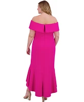 Eliza J Women's Off-The-Shoulder High-Low Hem Gown