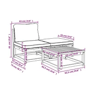 3 Piece Patio Lounge Set with Cushions Solid Wood Acacia