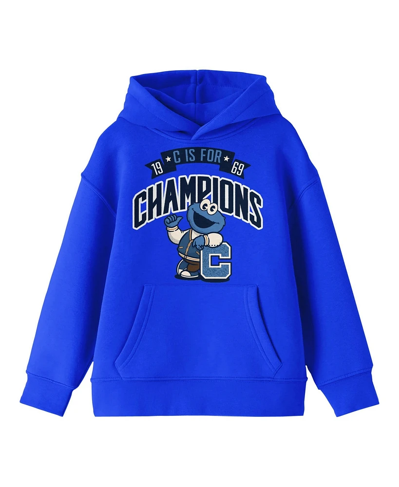 Bioworld Sesame Street C Is For Champions Youth Royal Blue Hoodie-xl