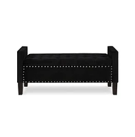 Upholstered Velvet Storage Bench with Nailhead Trim for Entryway, Bedroom & Living Room-The Pop Home