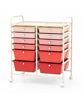 12-Drawer Rolling Storage Cart with Removable Drawers and Lockable Wheels