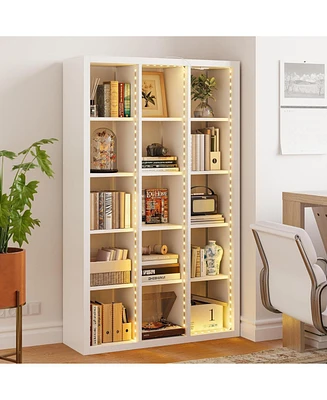 Bookcase with Led Lights, Bookshelves and Bookcases 5 Tier for Living Room