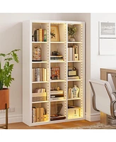 Bookcase with Led Lights, Bookshelves and Bookcases 5 Tier for Living Room