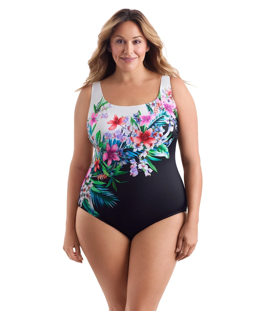 Longitude by Mimi Flamingo Tidal Swoon Panel Scoopneck Tank One Piece Swimsuit