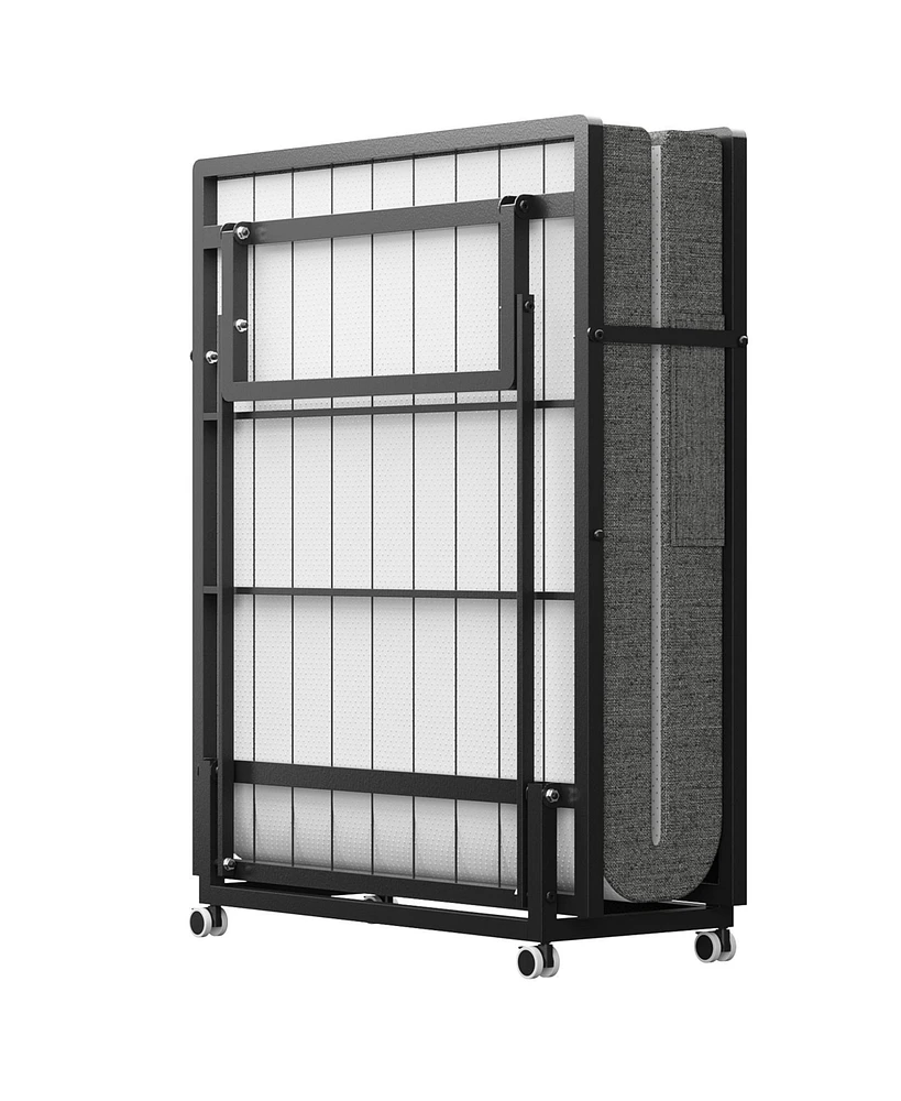 Portable Rollaway Guest Bed with Memory Foam Mattress and Bed Side Pocket