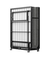 Portable Rollaway Guest Bed with Memory Foam Mattress and Bed Side Pocket