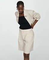 Mango Women's Linen Bermuda Shorts