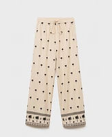 Mango Women's Embroidered Straight-Fit Trousers