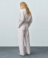 Mango Women's Decorative Seams Wide Leg Pants