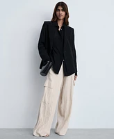 Mango Women's Textured Cargo Trousers