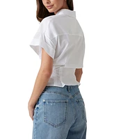 Guess Women's Julie Solid Tie-Front Button-Down Top