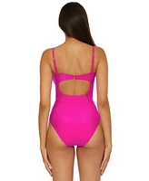 Becca Women's Monte Carlo Shiny Rib-Knit One Piece Swimsuit