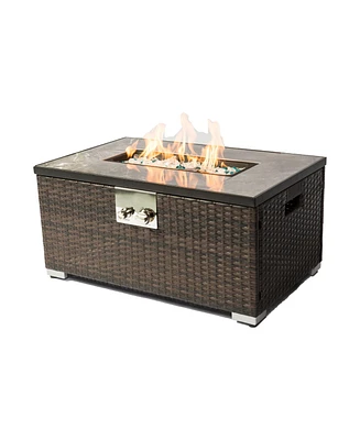 Outdoor Fire Table Propane Fire Pit Rattan gas fire table, gas fire table with tile tabletop