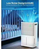 Kismile 45-Pint Dehumidifier for Home, Basement & Large Rooms, White, Auto/Manual Drain, 3 Modes, Auto Defrost, Dry Clothes, 12H Timer