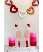Qualia Glass Red Heart Stemmed Champagne Flute Glasses, Set of 2