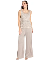 R & M Richards 3-Pc. Jacket, Lace Top Wide-Leg Pants Set